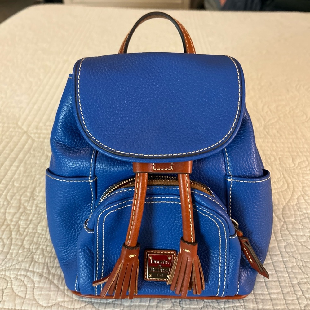 Dooney And Bourke Small Murphy Backpack Purse Bright Blue/Red MINT Condition!